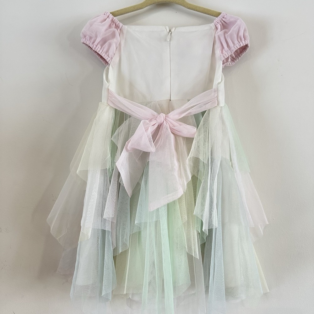 Biscotti Collezioni Baby Girl Dress Pastel Tulle Floral 24 Mos Pink Green Yellow - Picture 2 of 6